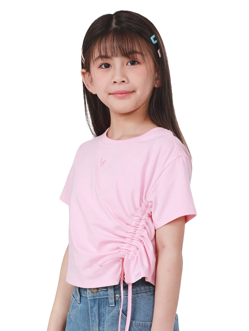 เสื้อยืดแขนสั้นเด็กผู้หญิง คอลเลคชั่น LITTLE PINK SLIM FIT สีชมพู