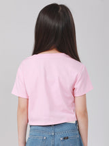 เสื้อยืดแขนสั้นเด็กผู้หญิง คอลเลคชั่น LITTLE PINK SLIM FIT สีชมพู