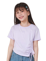 เสื้อยืดแขนสั้นเด็กผู้หญิง คอลเลคชั่น LITTLE PINK SLIM FIT สีม่วง