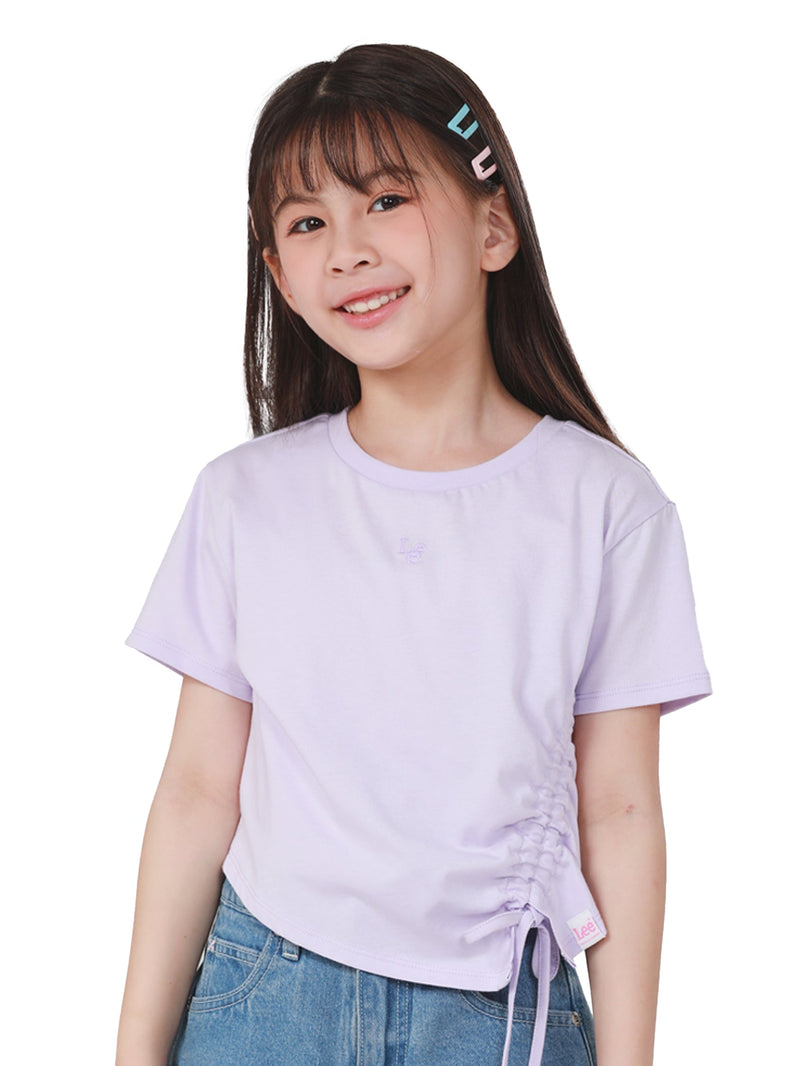 เสื้อยืดแขนสั้นเด็กผู้หญิง คอลเลคชั่น LITTLE PINK SLIM FIT สีม่วง
