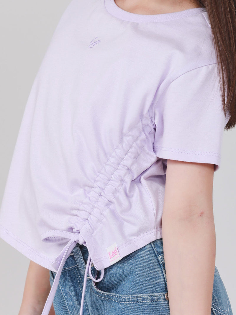 เสื้อยืดแขนสั้นเด็กผู้หญิง คอลเลคชั่น LITTLE PINK SLIM FIT สีม่วง