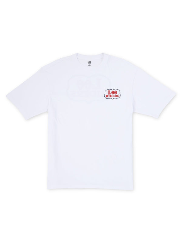 เสื้อยืดแขนสั้นผู้ชาย คอลเลคชั่น LEE RIDERS LOOSE FIT สีขาว