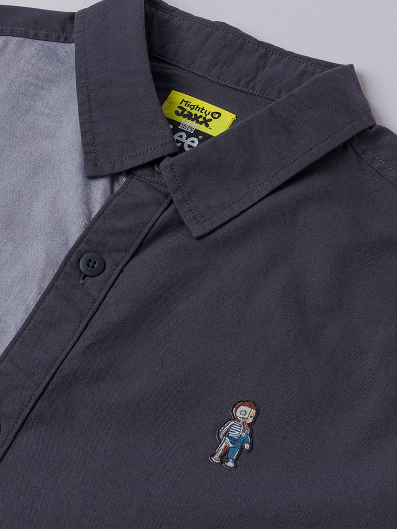 เสื้อเชิ้ตแขนยาวผู้ชาย คอลเลคชั่น LEE X MIGHTY JAXX COMFORT FIT สีเทา