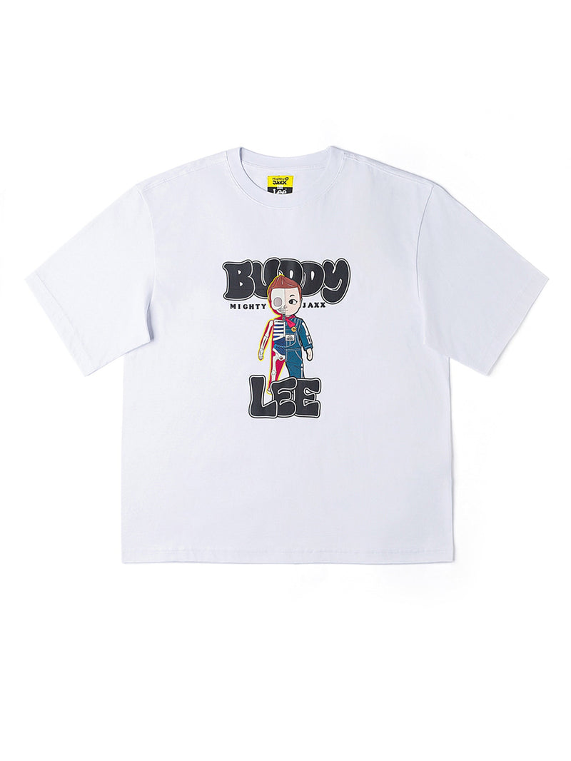 เสื้อยืดแขนสั้นผู้ชาย คอลเลคชั่น LEE X MIGHTY JAXX COMFORT FIT สีขาว
