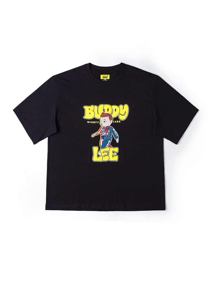 เสื้อยืดแขนสั้นผู้ชาย คอลเลคชั่น LEE X MIGHTY JAXX COMFORT FIT สีดำ