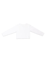 เสื้อยืดแขนยาวเด็กผู้หญิง ทรงตรง สีขาว