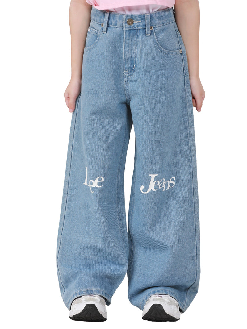 WIDE LEG FIT LITTLE PINK COLLECTION HIGH RISE WIDE LEG GIRL'S JEANS LIGHT INDIGO