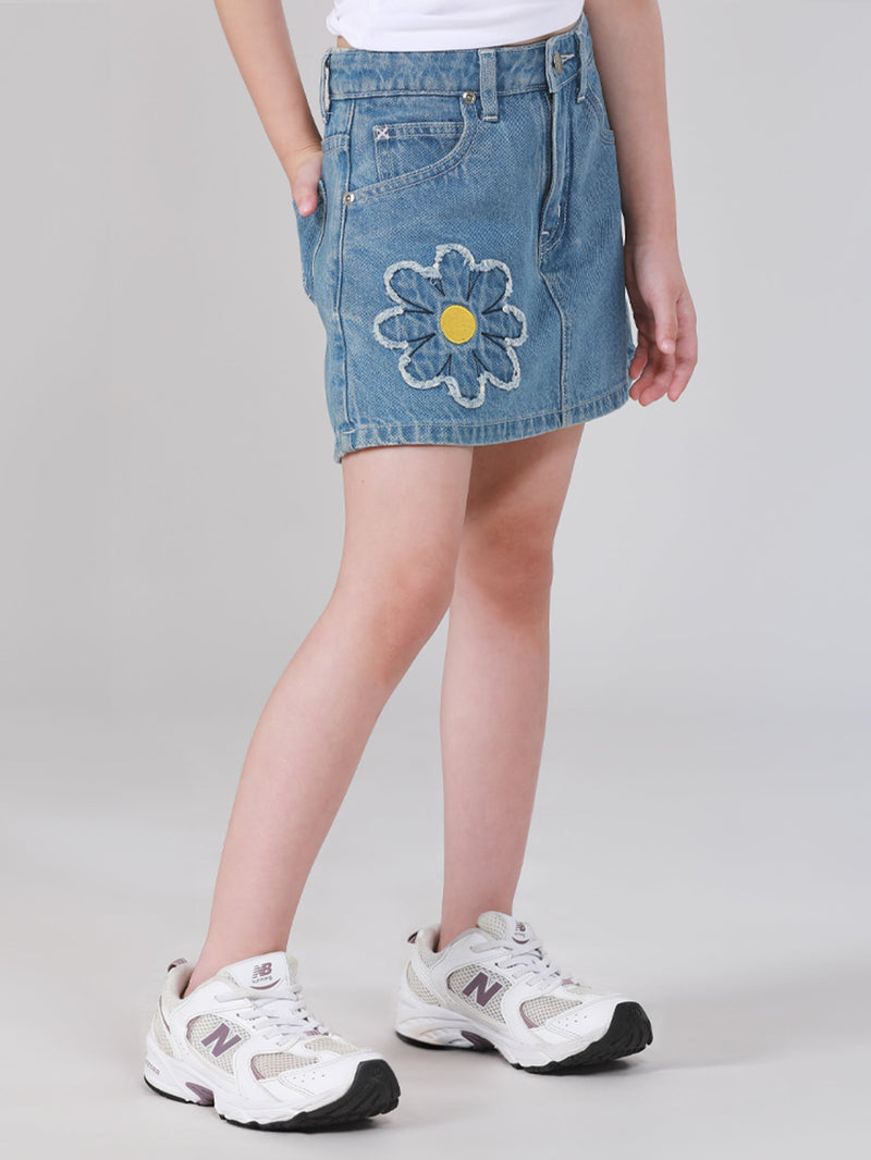 LITTLE PINK COLLECTION GIRL'S SKORT LIGHT INDIGO