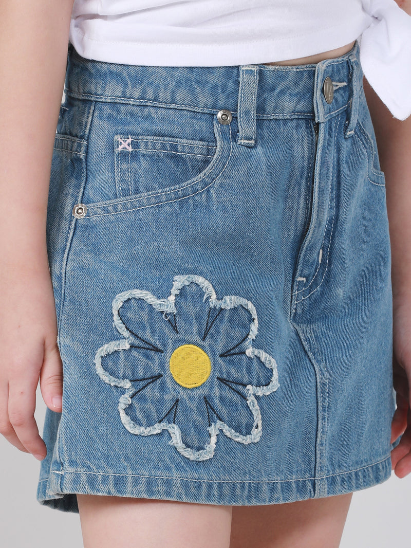 LITTLE PINK COLLECTION GIRL'S SKORT LIGHT INDIGO