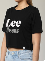 CROP FIT WOMEN'S TEE SHORT SLEEVE BLACK