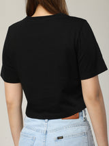CROP FIT WOMEN'S TEE SHORT SLEEVE BLACK