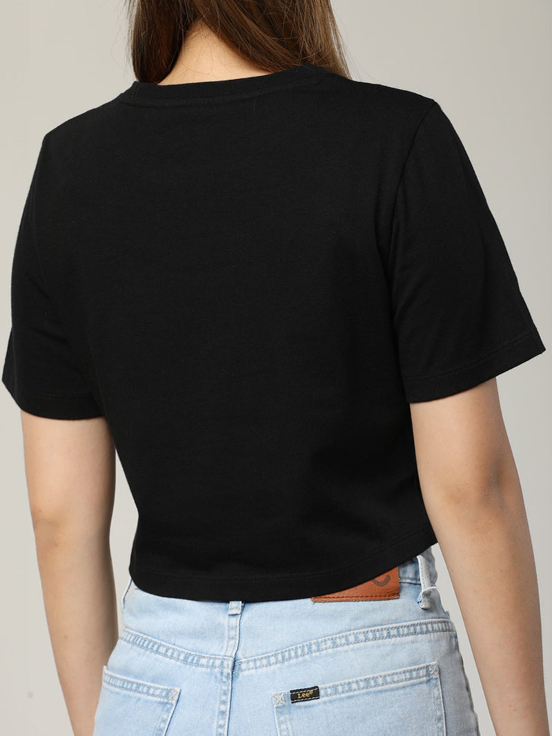 CROP FIT WOMEN'S TEE SHORT SLEEVE BLACK