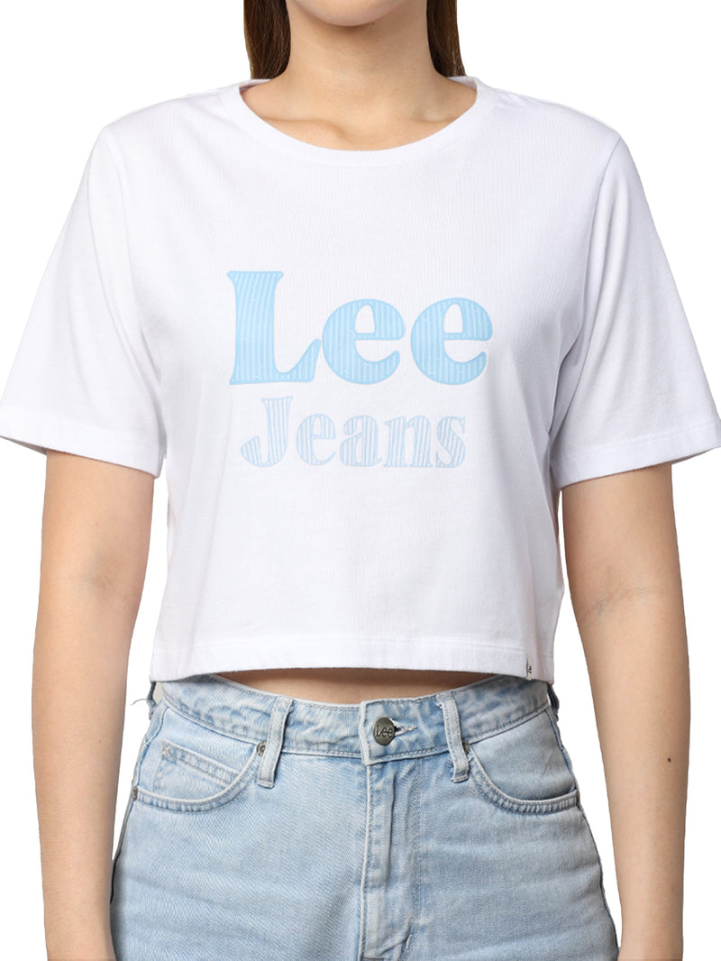 CROP FIT WOMEN'S TEE SHORT SLEEVE WHITE