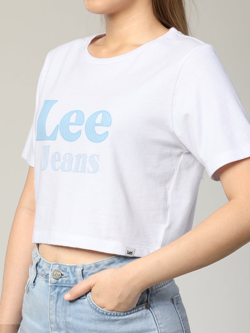 CROP FIT WOMEN'S TEE SHORT SLEEVE WHITE