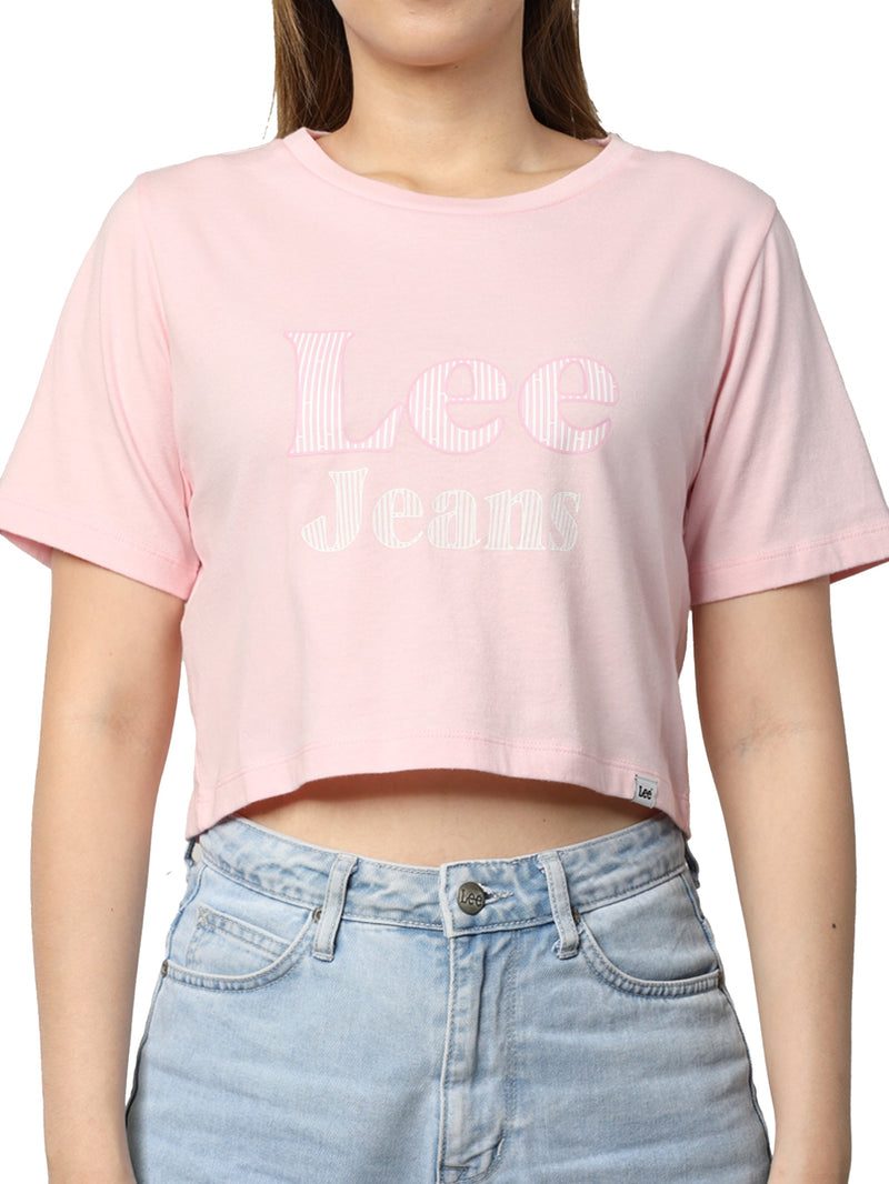 CROP FIT WOMEN'S TEE SHORT SLEEVE PINK