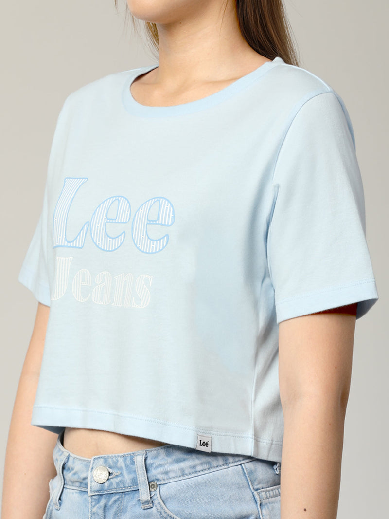 CROP FIT WOMEN'S TEE SHORT SLEEVE BLUE