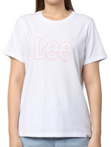 เสื้อยืดแขนสั้นผู้หญิง ทรงตรง สีขาว