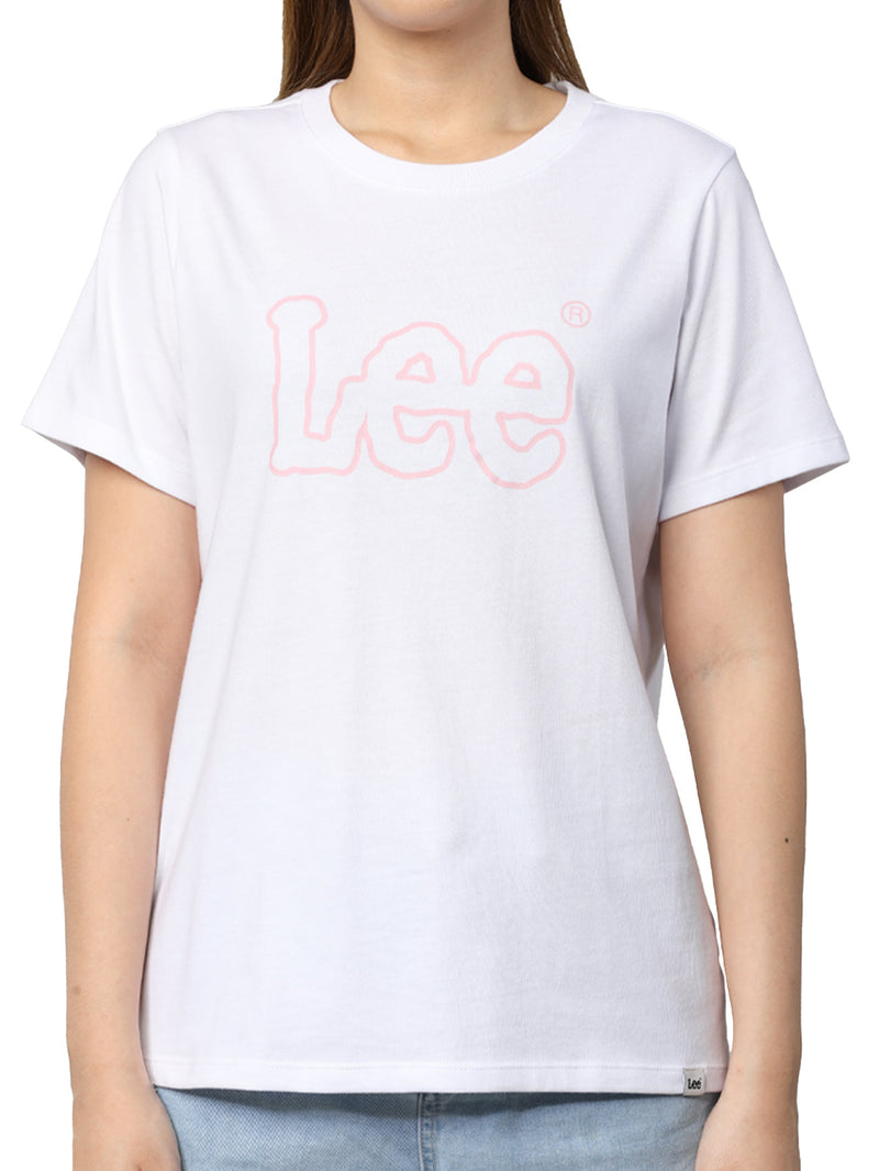 เสื้อยืดแขนสั้นผู้หญิง ทรงตรง สีขาว