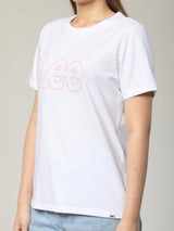 เสื้อยืดแขนสั้นผู้หญิง ทรงตรง สีขาว