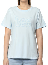 เสื้อยืดแขนสั้นผู้หญิง ทรงตรง สีฟ้า