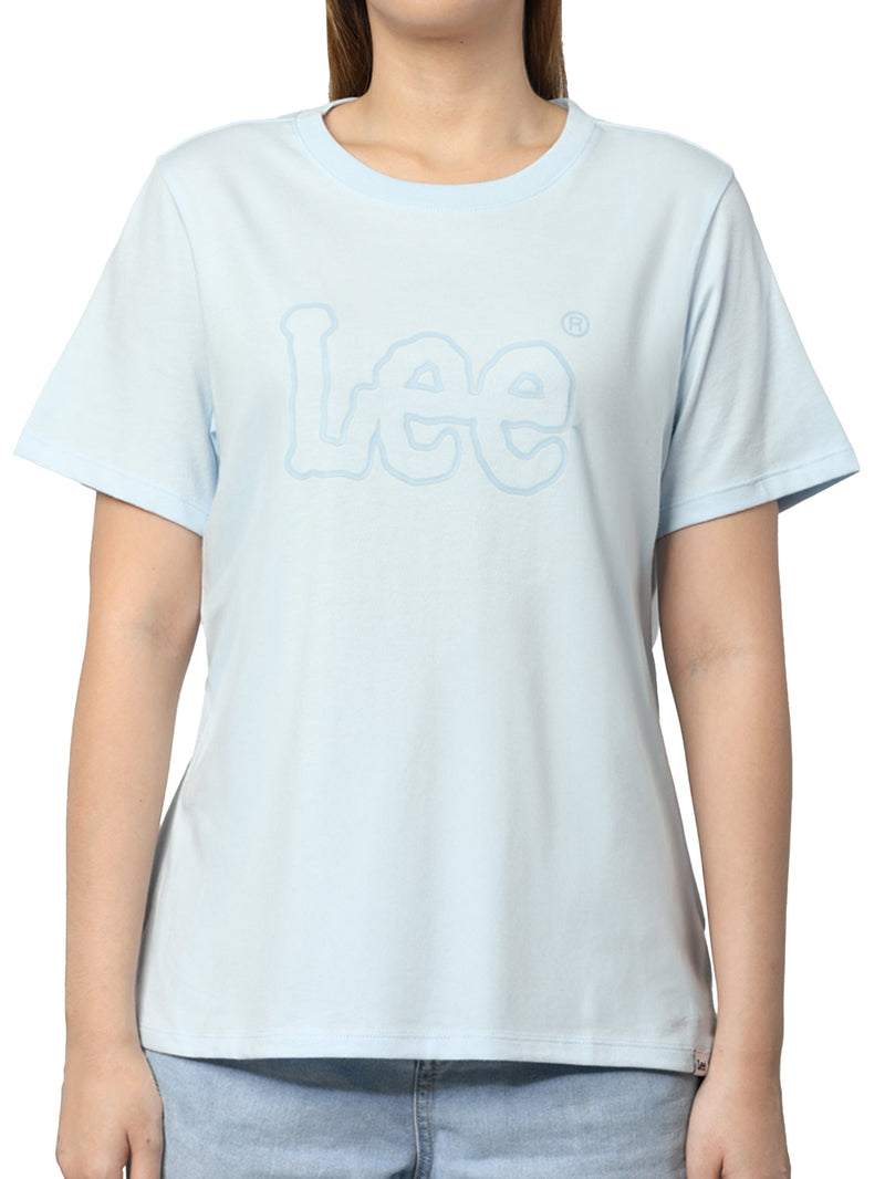 เสื้อยืดแขนสั้นผู้หญิง ทรงตรง สีฟ้า