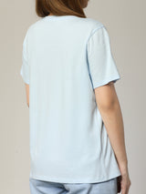 เสื้อยืดแขนสั้นผู้หญิง ทรงตรง สีฟ้า