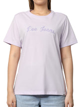 เสื้อยืดแขนสั้นผู้หญิง ทรงตรง สีม่วง