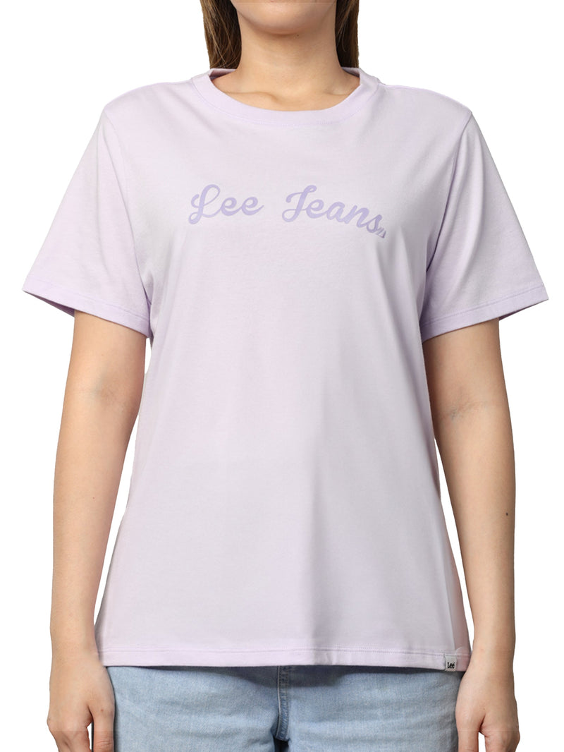 เสื้อยืดแขนสั้นผู้หญิง ทรงตรง สีม่วง