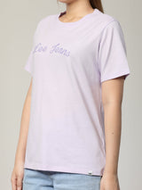 เสื้อยืดแขนสั้นผู้หญิง ทรงตรง สีม่วง