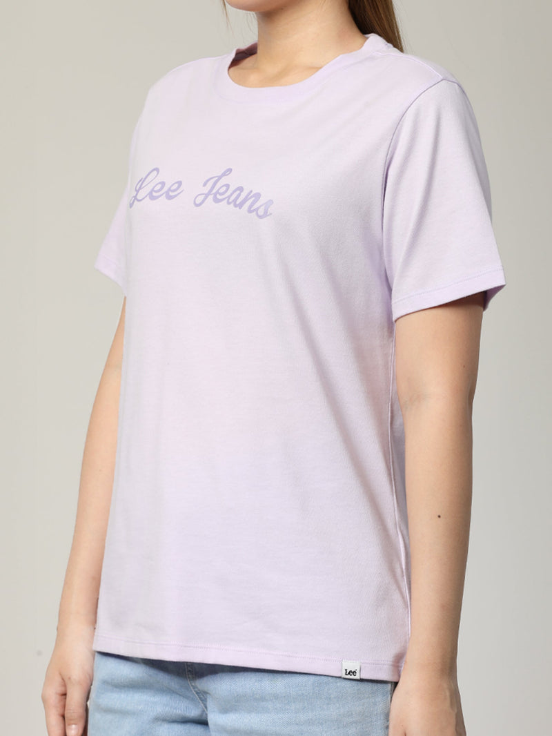 เสื้อยืดแขนสั้นผู้หญิง ทรงตรง สีม่วง