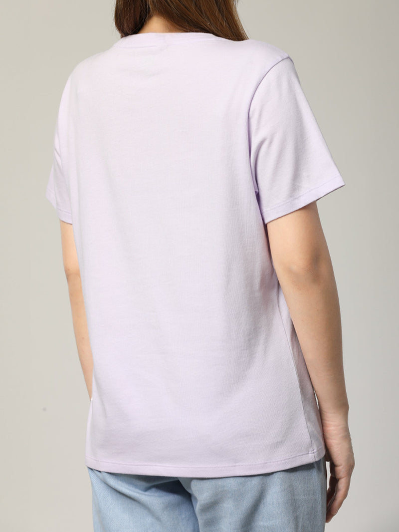 เสื้อยืดแขนสั้นผู้หญิง ทรงตรง สีม่วง