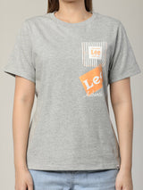 เสื้อยืดแขนสั้นผู้หญิง ทรงตรง สีเทา