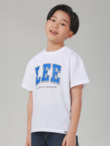 เสื้อยืดแขนสั้นเด็กผู้ชาย คอลเลคชั่น LEE SPORTY ทรงตรง สีขาว