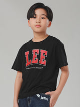 เสื้อยืดแขนสั้นเด็กผู้ชาย คอลเลคชั่น LEE SPORTY ทรงตรง สีดำ