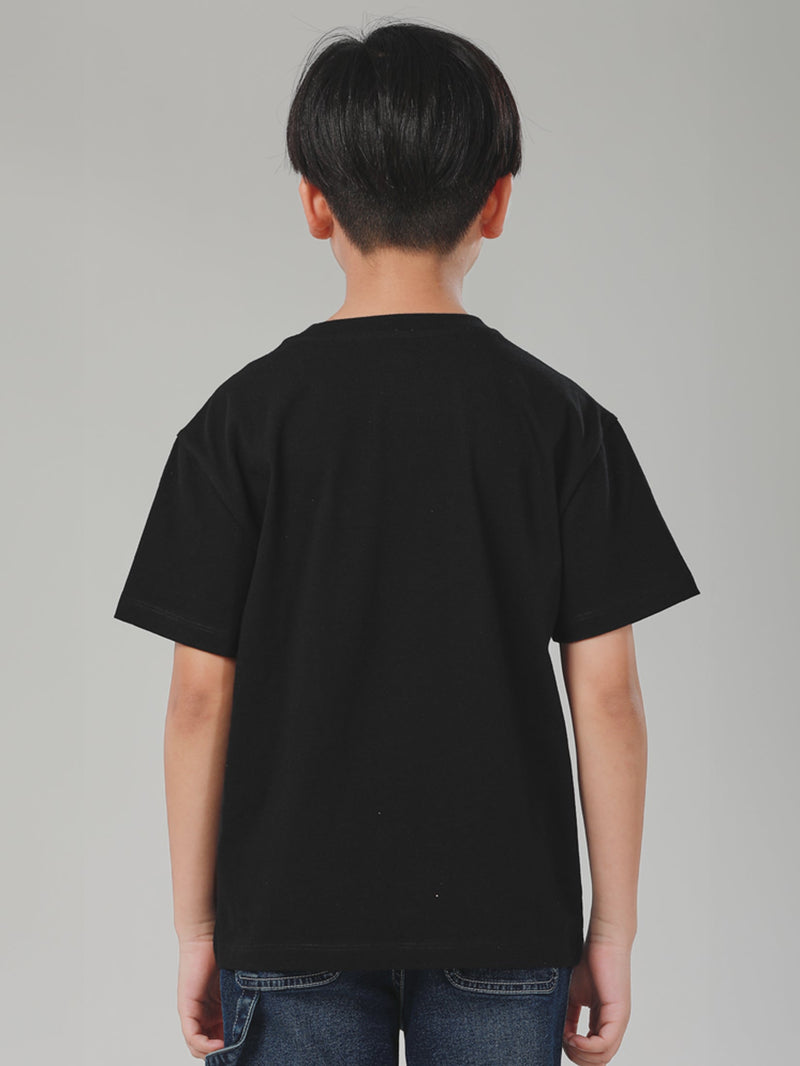 เสื้อยืดแขนสั้นเด็กผู้ชาย คอลเลคชั่น LEE SPORTY ทรงตรง สีดำ