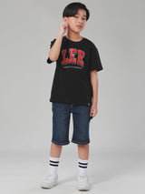 เสื้อยืดแขนสั้นเด็กผู้ชาย คอลเลคชั่น LEE SPORTY ทรงตรง สีดำ