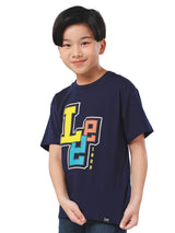เสื้อยืดแขนสั้นเด็กผู้ชาย คอลเลคชั่น LEE SPORTY ทรงตรง สีกรมท่า