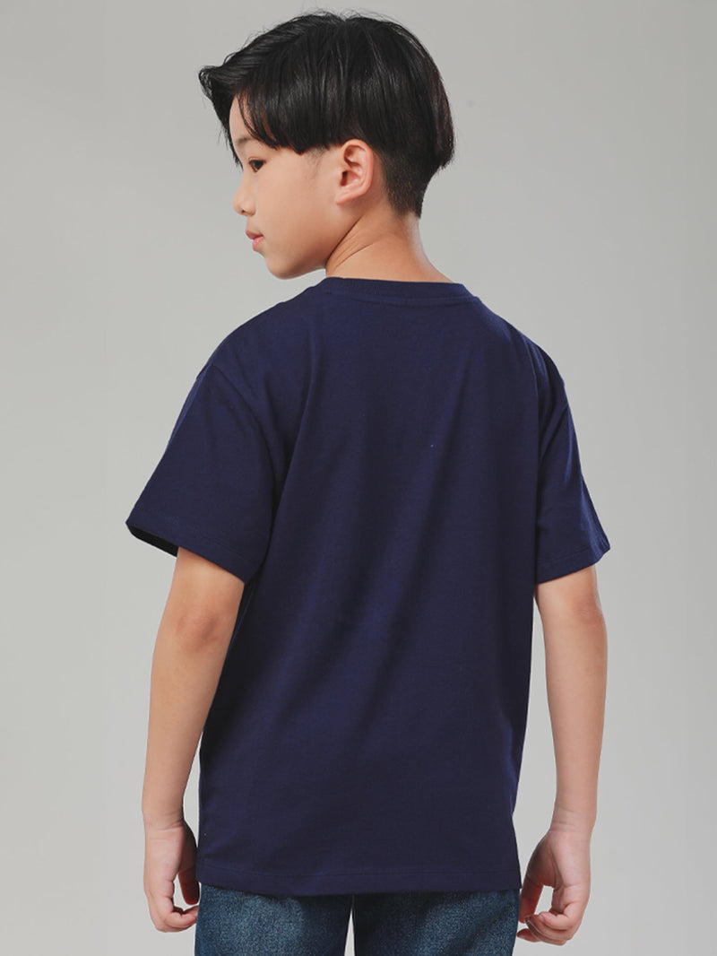 เสื้อยืดแขนสั้นเด็กผู้ชาย คอลเลคชั่น LEE SPORTY ทรงตรง สีกรมท่า