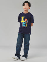 เสื้อยืดแขนสั้นเด็กผู้ชาย คอลเลคชั่น LEE SPORTY ทรงตรง สีกรมท่า