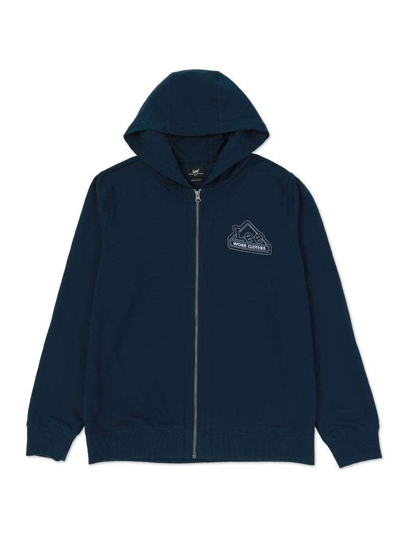 เสื้อฮู้ดดี้มีซิปผู้ชาย ทรงตรง สีกรมท่า