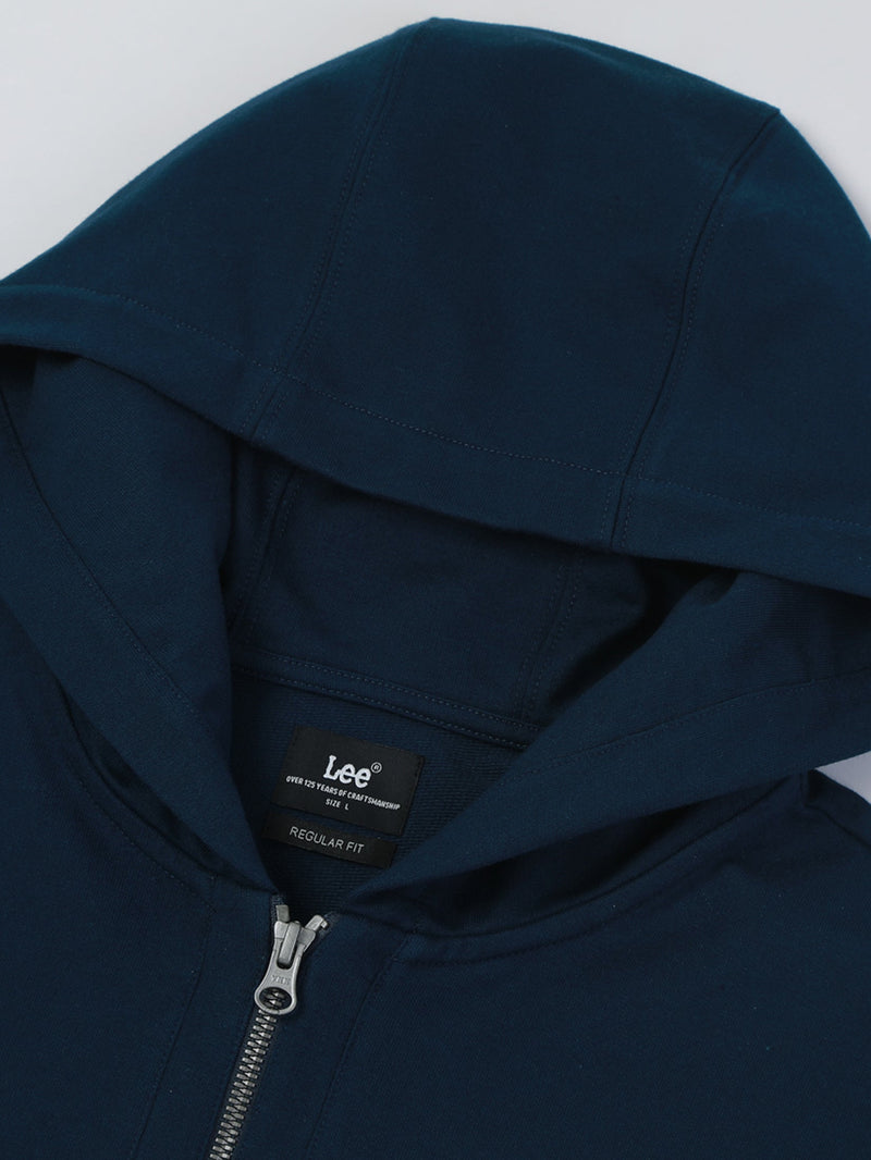 เสื้อฮู้ดดี้มีซิปผู้ชาย ทรงตรง สีกรมท่า