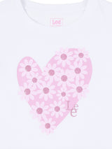 เสื้อยืดแขนสั้นเด็กผู้หญิง คอลเลคชั่น LITTLE PINK ทรงตรง สีขาว
