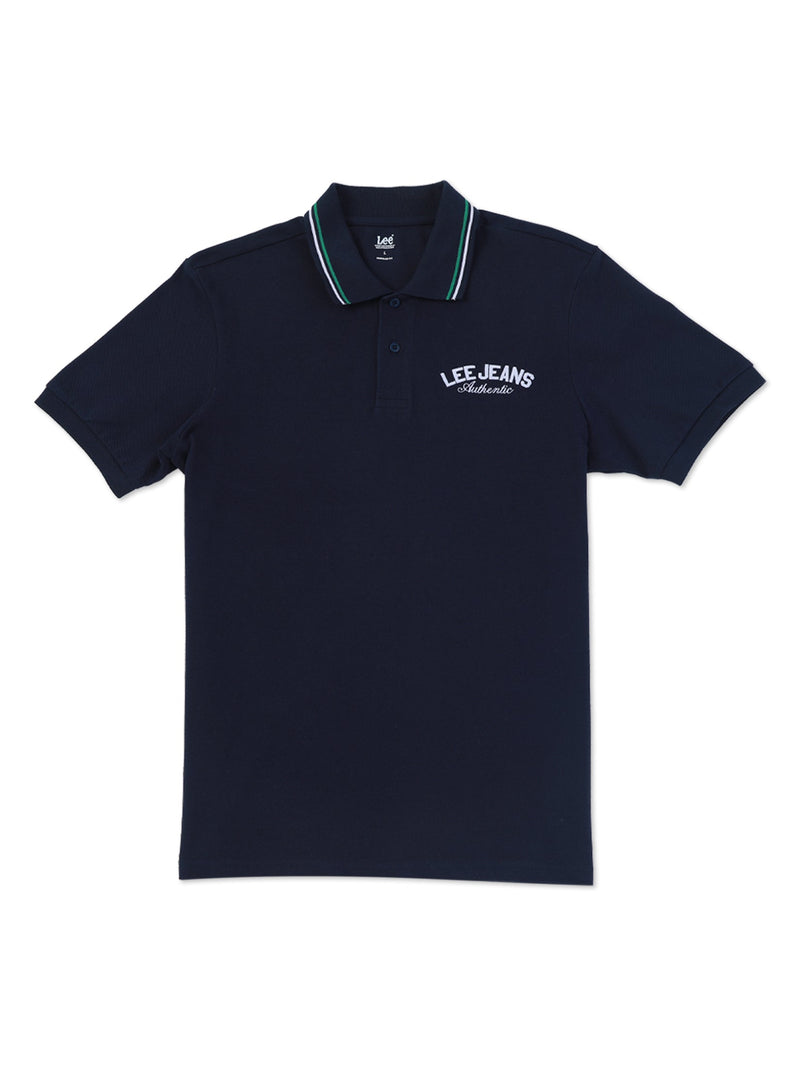 เสื้อยืดโปโลผู้ชาย ทรงตรง สีกรมท่า