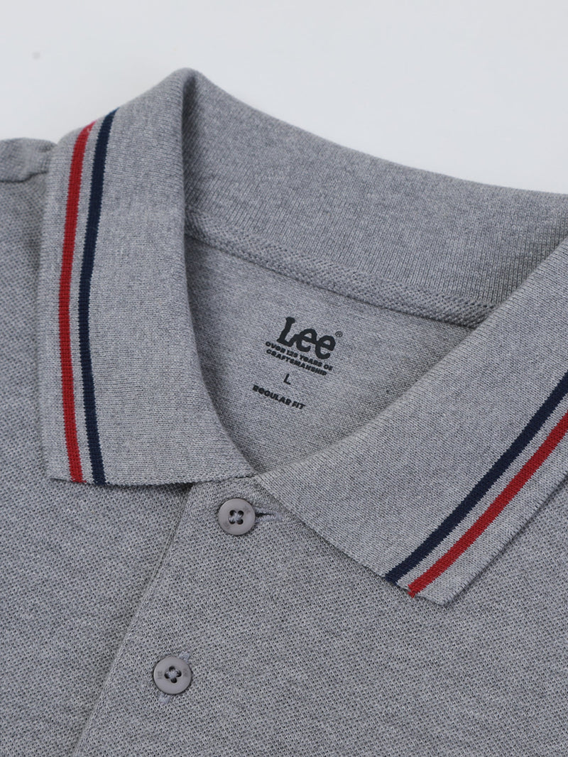 REGULAR FIT MEN'S POLO SHORT SLEEVE GREY