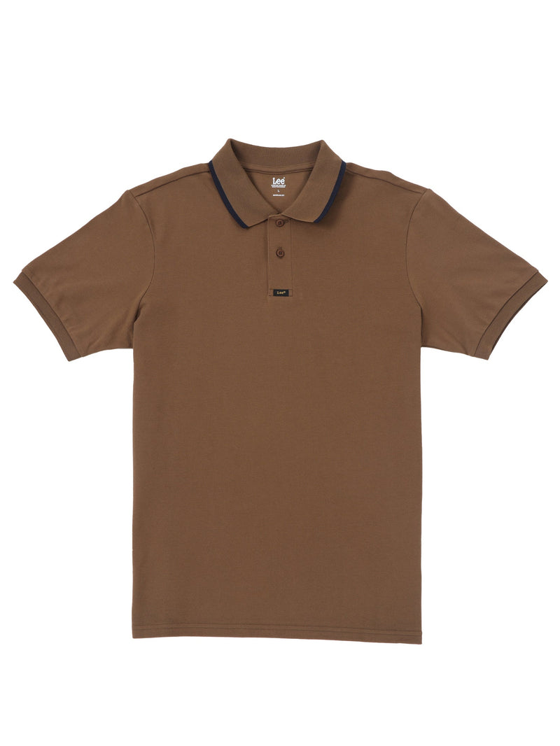 เสื้อยืดโปโลผู้ชาย ทรงตรง สีน้ำตาล