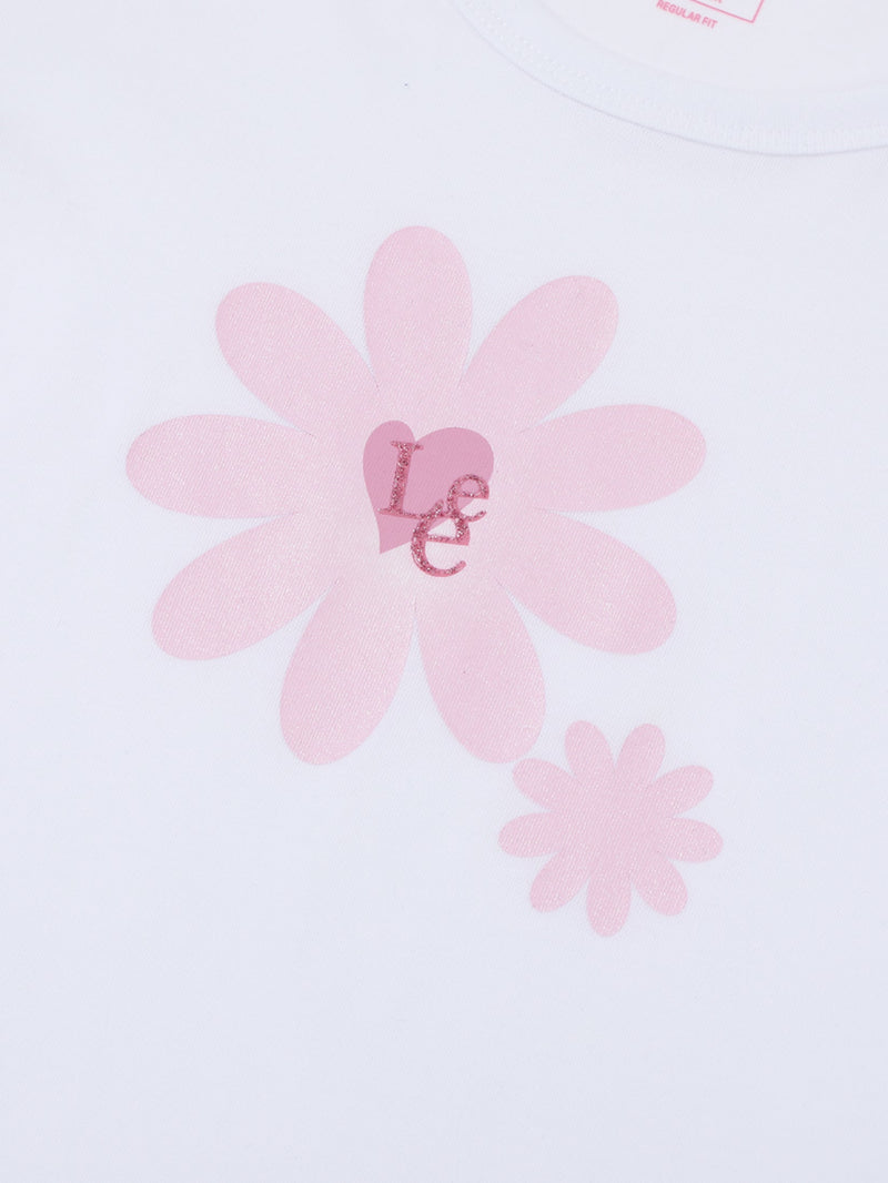 REGULAR FIT LITTLE PINK COLLECTION GIRL'S TEE SHORT SLEEVE WHITE