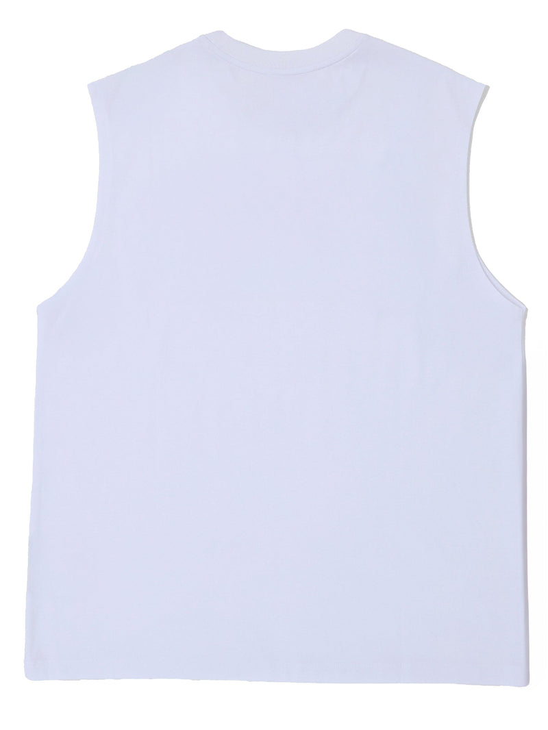 เสื้อกล้ามผู้ชาย ทรงตรง สีขาว