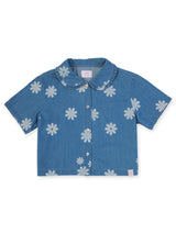 REGULAR FIT LITTLE PINK COLLECTION GIRL'S SHIRT SHORT SLEEVE LIGHT INDIGO