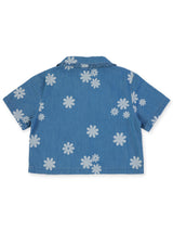 REGULAR FIT LITTLE PINK COLLECTION GIRL'S SHIRT SHORT SLEEVE LIGHT INDIGO