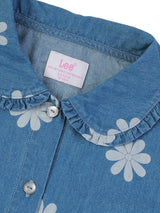 REGULAR FIT LITTLE PINK COLLECTION GIRL'S SHIRT SHORT SLEEVE LIGHT INDIGO